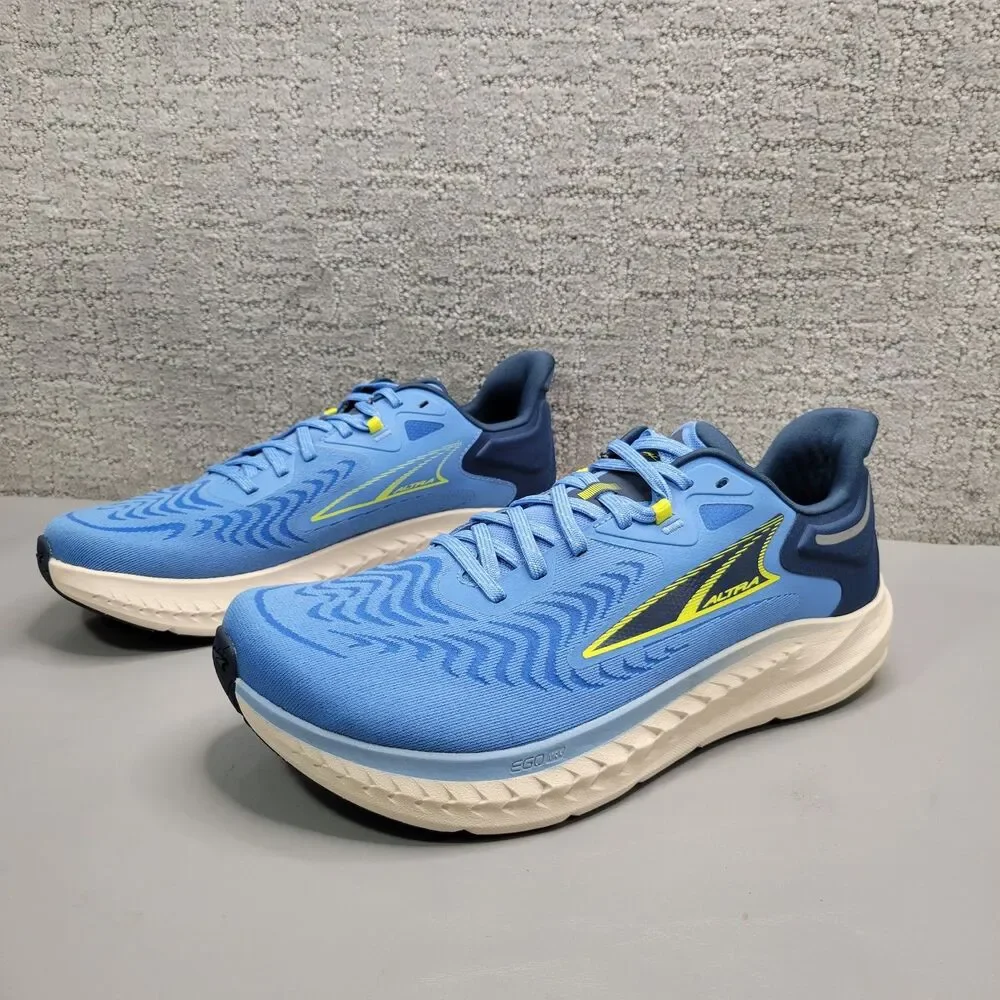 Altra Torin 7 Mens Size US 10.5 Blue White Wavy Low Top Lace Up Running Shoes